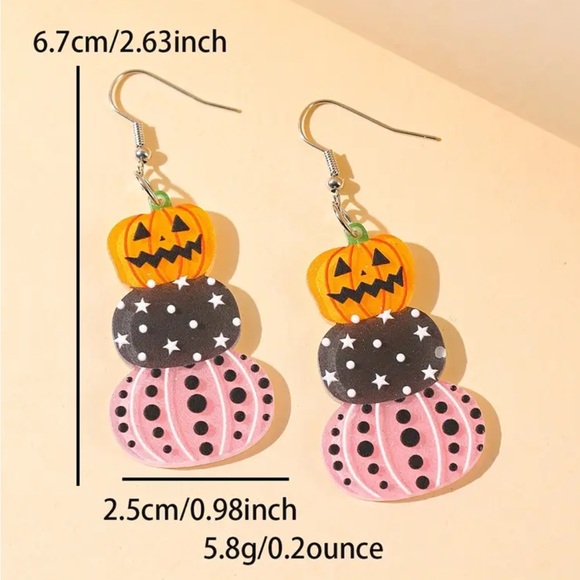 Colorful Star and Pumpkin Dangle Earrings - Picture 3 of 3